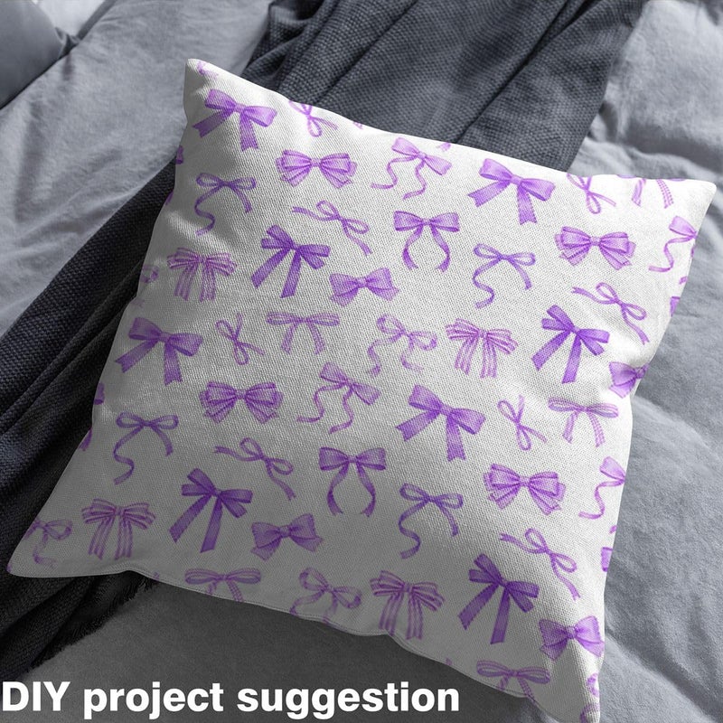 Ribbon Bows Upholstery Fabric for Chairs Kawaii Cute Bow Outdoor Fabric by The Yard 72"x63", Dreamy Princess Style Bowknot Coquette Watercolor Bow Tie DIY Craft Hobby Polyester Fabric - Image 3