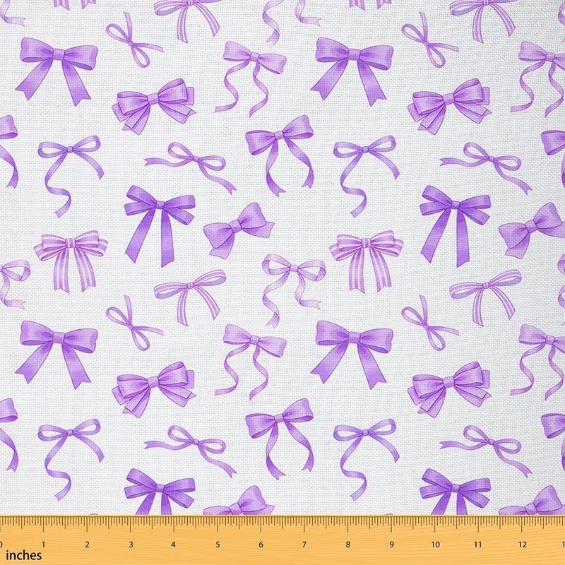 Ribbon Bows Upholstery Fabric for Chairs Kawaii Cute Bow Outdoor Fabric by The Yard 72"x63", Dreamy Princess Style Bowknot Coquette Watercolor Bow Tie DIY Craft Hobby Polyester Fabric - Image 1