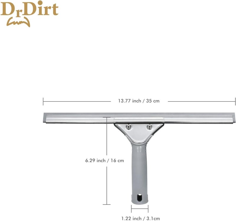 DrDirt 14inch Window Squeegee with Ergonomic Non-Slip Handle, Streak-Free Rubber Strip, Durable Stainless Steel Squeegee Head, Ideal for Home & Small Commercial Spaces - Image 2