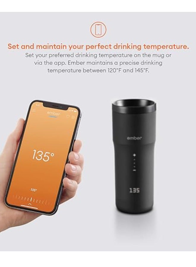 Ember Travel Mug 2+ 12OZ / 355ML | Temperature Control Travel Mug, Stainless Steel Smart Cup for Coffee, Tea, Water, With Apple Find My, 3Hrs Battery Life, Hand Wash Only - Black  - Image 2