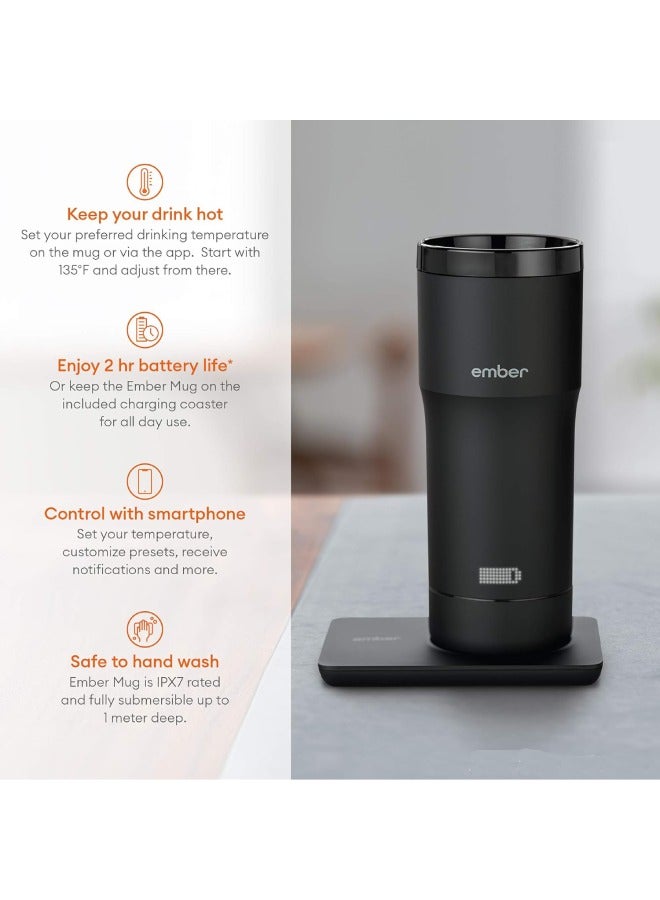 Ember Travel Mug 2+ 12OZ / 355ML | Temperature Control Travel Mug, Stainless Steel Smart Cup for Coffee, Tea, Water, With Apple Find My, 3Hrs Battery Life, Hand Wash Only - Black  - Image 3