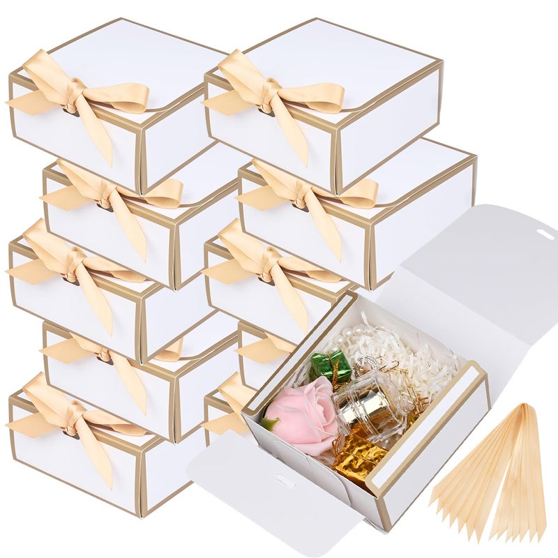 WLUSEAXI 12Pack Small Gift Boxes with Lids, 4.5''x4.5''x2'' Small Boxes for Gifts with Ribbons, White Gift Boxes for Present, Birthday, Valentine's Day, Mother's Day, Holiday - Image 1
