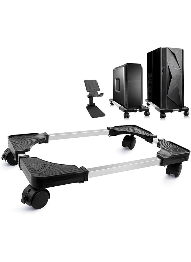 erorex - Computer Tower Stand Pc Stand Adjustable Mobile Cpu Stand With Rolling Wheels Pc Tower Stand For Floor Carpet Gaming Pc Case Pc Riser For Gamers And Students - Image 1