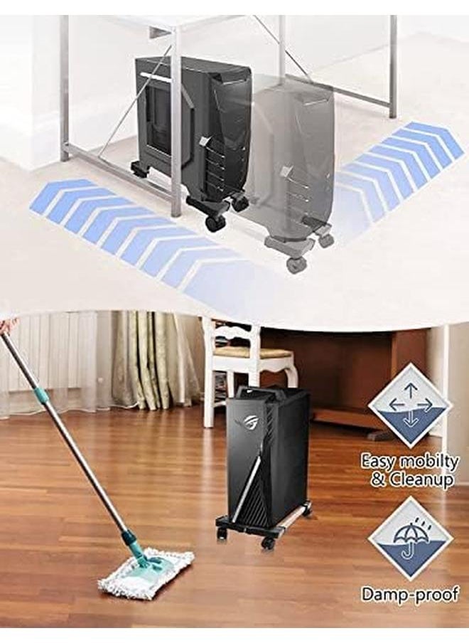 erorex - Computer Tower Stand Pc Stand Adjustable Mobile Cpu Stand With Rolling Wheels Pc Tower Stand For Floor Carpet Gaming Pc Case Pc Riser For Gamers And Students - Image 1