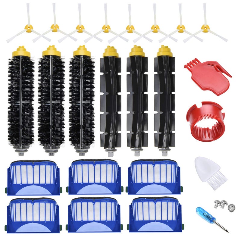 JoyBros Replacement Parts Accessories Kit for irobot Roomba 600 Series 694 695 677 671 690 680 660 650 620 614 595 585 564,3 Bristle & Beater Brushes, 6 Filters, 8 Side Brushes  - Image 1