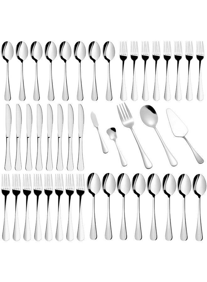 NICE KITCHEN Silverware Set Reusable Stainless Steel Flatware Cutlery Sets Heavy Forks And Spoons Silverware Serving Set Utensils For 8 45Piece - Image 3