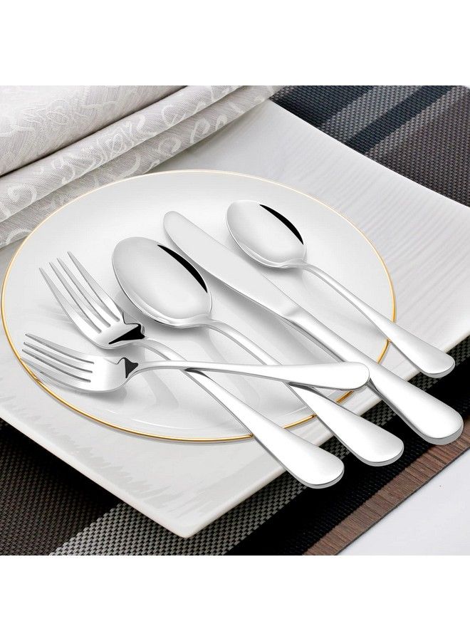 NICE KITCHEN Silverware Set Reusable Stainless Steel Flatware Cutlery Sets Heavy Forks And Spoons Silverware Serving Set Utensils For 8 45Piece - Image 4