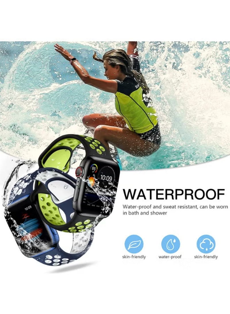 X-level 4 Pack for Apple Watch Band 49mm/45mm/44mm/42mm Silicone Sport Wristband Compatible with iWatch Series 8/Ultra/7/SE/6/5/4/3/2/8, Blue White/White Black/BlackRed/Black - Image 3