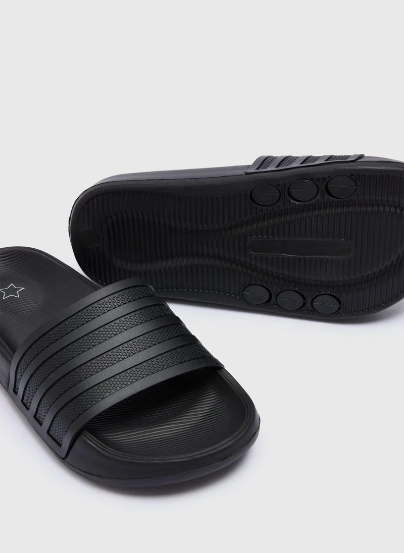 ماتلان Boys Black Stripe Sliders
