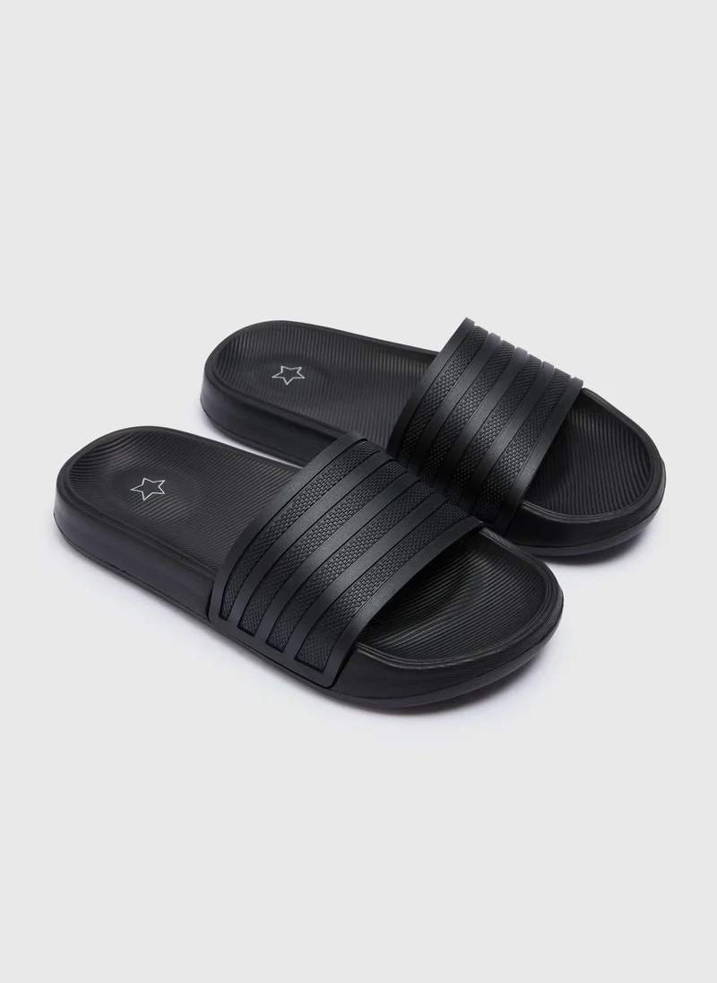 ماتلان Boys Black Stripe Sliders