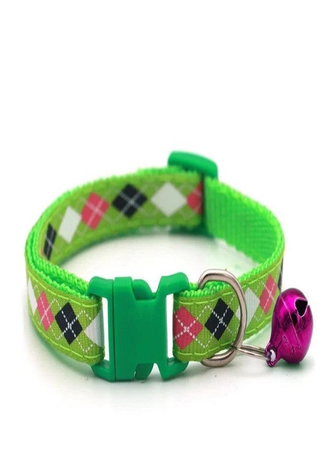 Litvibes Cat & Puppy Collar with Bell,Kitten & Small Dogs Soft Adjustable,Safe,Solid & Protective Breakaway for Cats & Puppies,Cute Kitty Neckband with Diamond Print-(Purple,Pink,Green) - Image 4