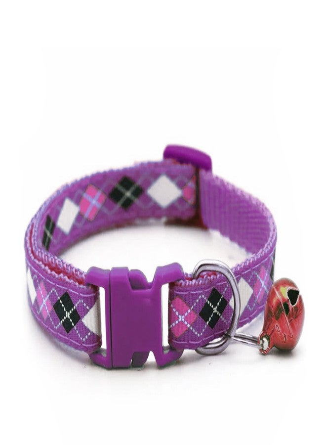 Litvibes Cat & Puppy Collar with Bell,Kitten & Small Dogs Soft Adjustable,Safe,Solid & Protective Breakaway for Cats & Puppies,Cute Kitty Neckband with Diamond Print-(Purple,Pink,Green) - Image 2