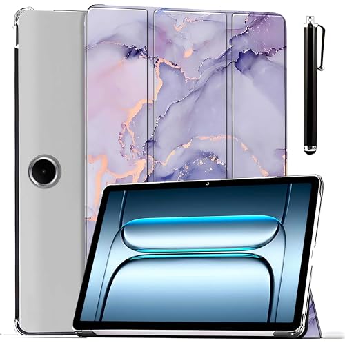 ProElite Case Cover for OnePlus Pad Lite 11 inch Case, Smart Flip Case Cover for OnePlus Pad Lite 11 inch Case Translucent Back with Stylus Pen [Auto Sleep Wake Feature], Marble Purple - Image 1