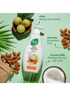 Nyle Naturals Anti-Hairfall Shampoo | For Hairfall Control | With Coconut Milk, Badam And Amla |Gentle & Soft Shampoo For Men & Women |800Ml  - Image 3