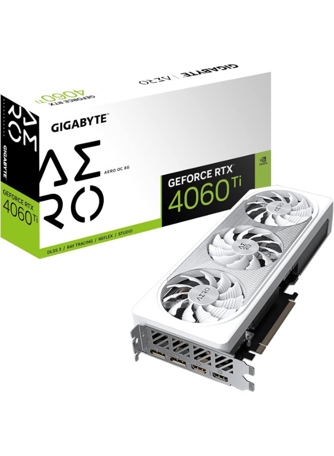 GIGABYTE GV-N406TAERO OC-8GD GeForce RTX 4060 Ti AERO OC 8G Graphics Card, 3X WINDFORCE Fans, 8GB 128-bit GDDR6, Video Card - Image 1