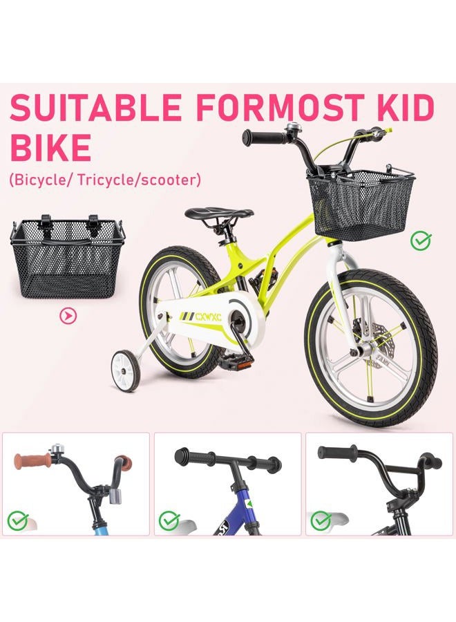 CXWXC Kids Bike Basket - Front Bicycle Bike Basket for Boys and Girls - Bike Baskets with Adjustable PU Straps, Suitable for Most Children's Bicycles and Kids Tricycles (Black) - Image 4
