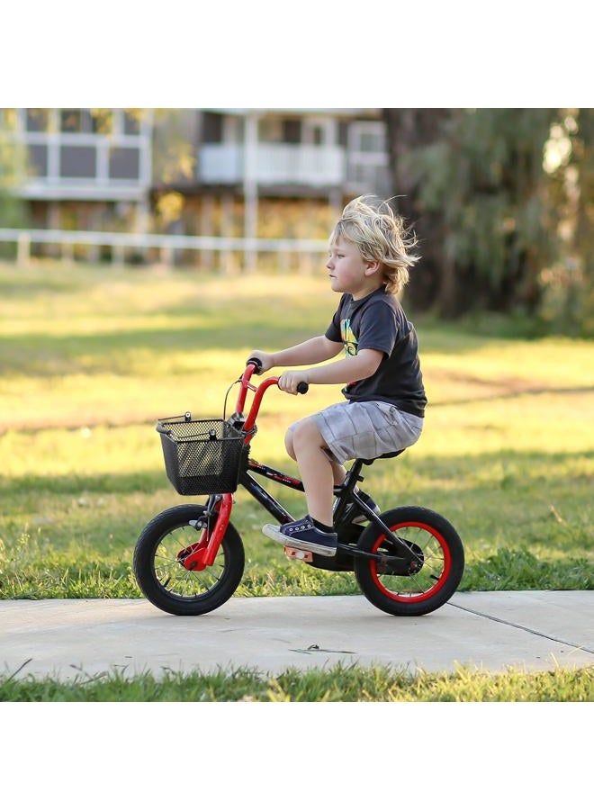 CXWXC Kids Bike Basket - Front Bicycle Bike Basket for Boys and Girls - Bike Baskets with Adjustable PU Straps, Suitable for Most Children's Bicycles and Kids Tricycles (Black) - Image 2
