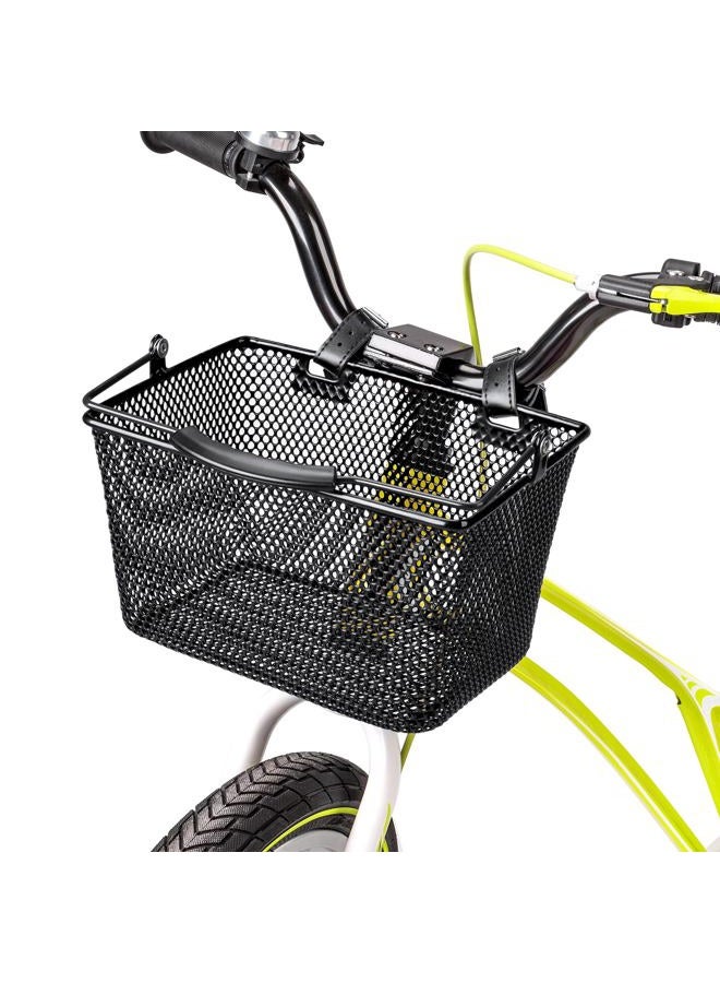CXWXC Kids Bike Basket - Front Bicycle Bike Basket for Boys and Girls - Bike Baskets with Adjustable PU Straps, Suitable for Most Children's Bicycles and Kids Tricycles (Black) - Image 1