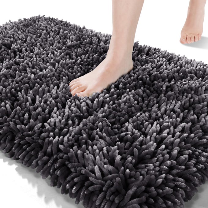 LONG CHENILLE BATHROOM RUG MAT 441 X 24 SOFT COMFORTABLE NONSLIP LARGE SIZE BATH MAT SUPER ABSORBENT MACHINE WASHABLE QUICK DRY LUXURY PLUSH THICK RUNER BATH RUG MAT DARK GREY
