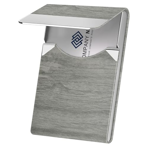 DMFLY Business Card Holder with Ultra Slim Design, Business Card Case with Premium PU Leather, Suit Pocket Metal Card Holder for Women/Men, Magnetic Closure Quick Access Cards - Image 1