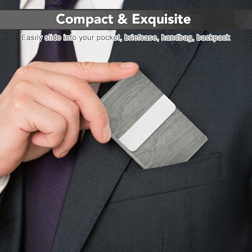 DMFLY Business Card Holder with Ultra Slim Design, Business Card Case with Premium PU Leather, Suit Pocket Metal Card Holder for Women/Men, Magnetic Closure Quick Access Cards - Image 2