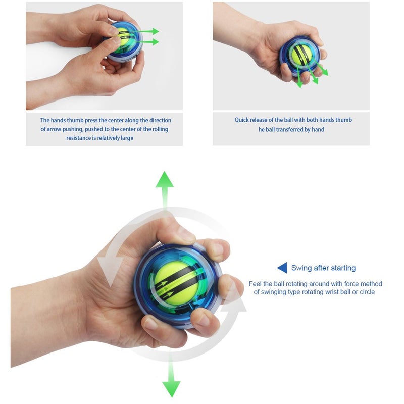Parallel Halo Power Wrist Ball AUTO Start Wrist Exerciser Gyro Ball Forearm Exerciser Arm Strengthener for Strengthening Muscle and Bones Blue Without LED - Image 4