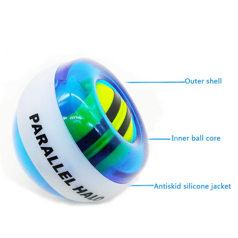Parallel Halo Power Wrist Ball AUTO Start Wrist Exerciser Gyro Ball Forearm Exerciser Arm Strengthener for Strengthening Muscle and Bones Blue Without LED - Image 3