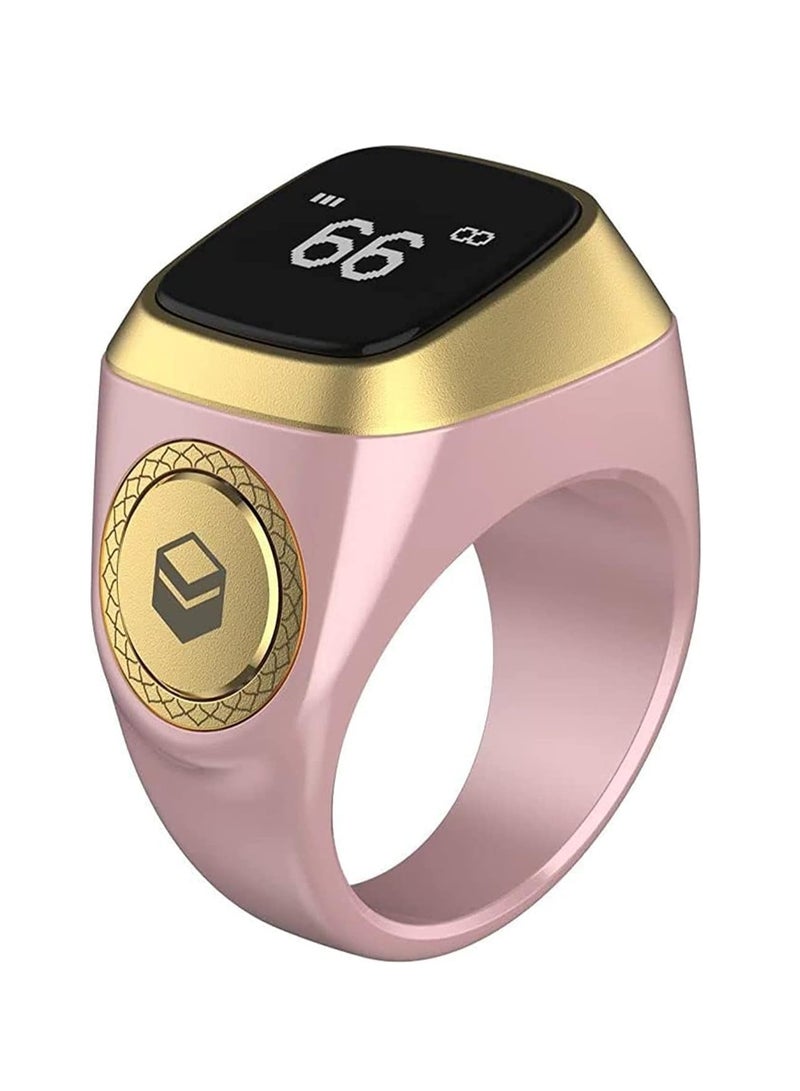 iQIBLA خاتم تسبيح ذكي زكر لايت، صلاة مسلم، تذكير بأوقات الصلاة، عداد تسبيح بشاشة OLED، خاتم ذكي، مقاوم للماء - وردي 20 مم - Image 1