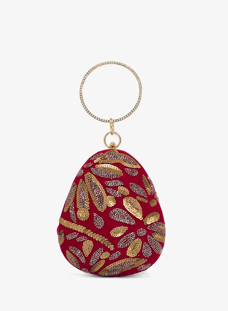 Khizana Beaded Embroidered Detail Clutch