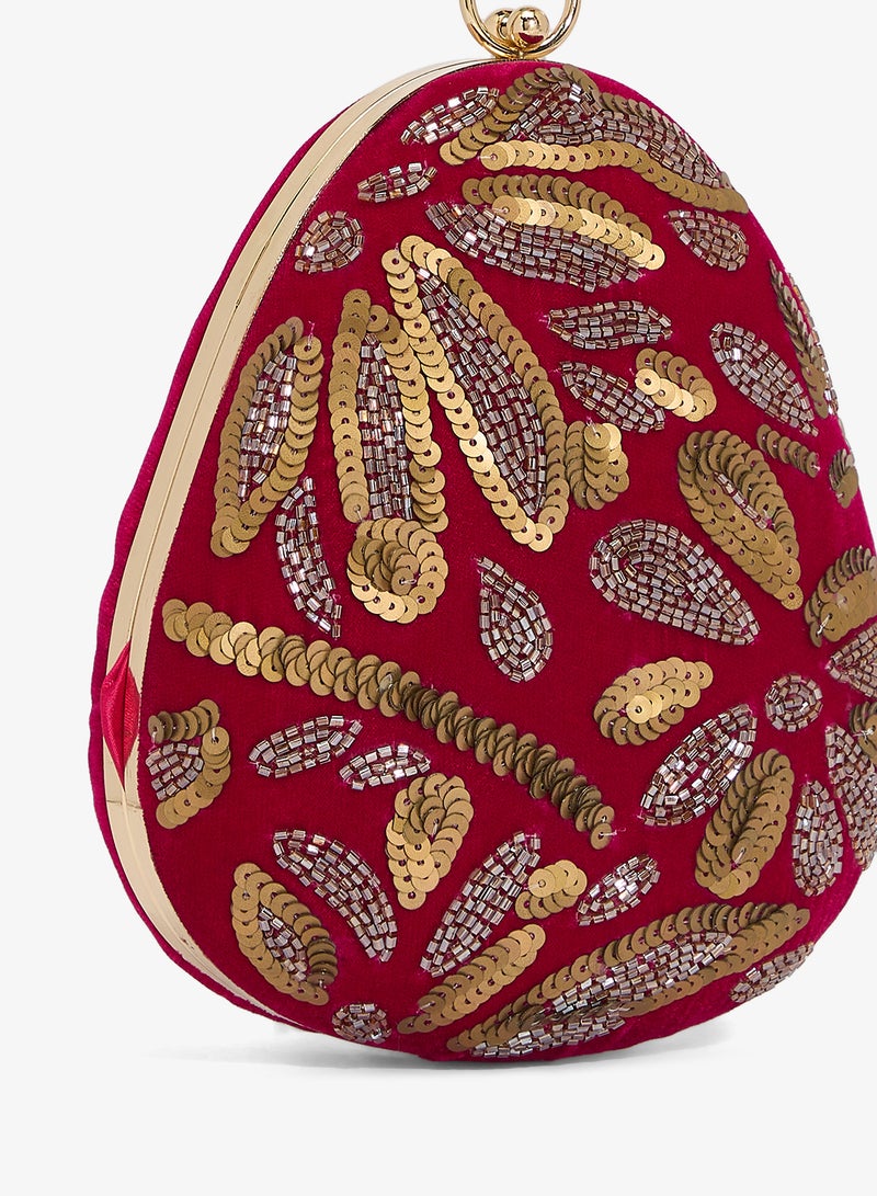 Khizana Beaded Embroidered Detail Clutch - Image 3