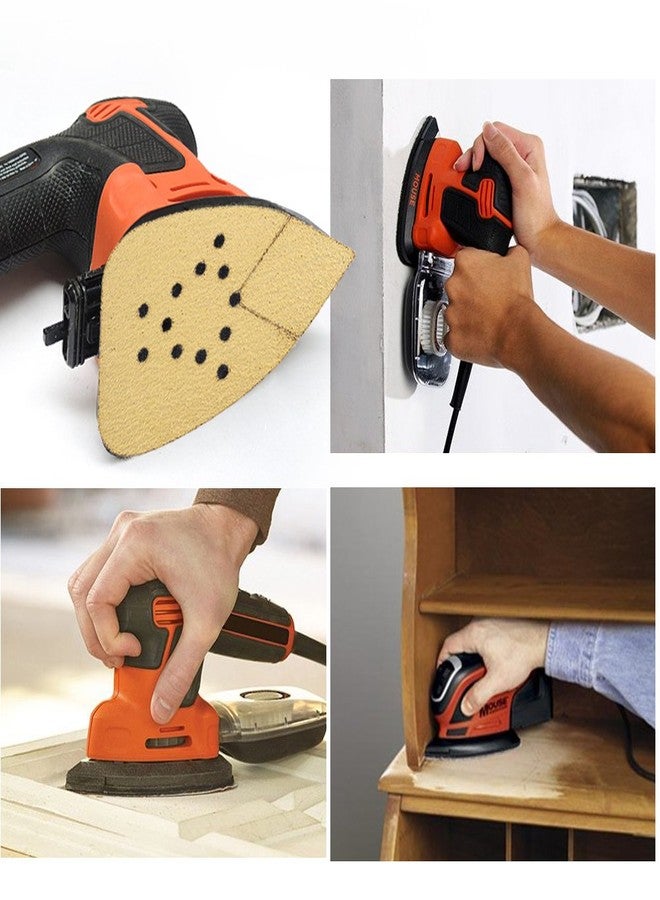 LotFancy Sanding Pads for Black and Decker Mouse Sanders, 50PCS 60 80 120 150 220 Grit Sandpaper Sheets Assortment - Hook and Loop Detail Palm Sander Sand Paper, 12 Holes - Image 4