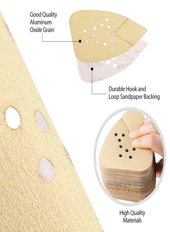 LotFancy Sanding Pads for Black and Decker Mouse Sanders, 50PCS 60 80 120 150 220 Grit Sandpaper Sheets Assortment - Hook and Loop Detail Palm Sander Sand Paper, 12 Holes - Image 3