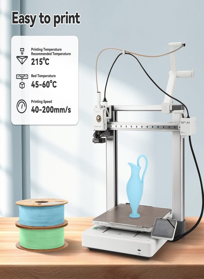 3DHoJor Matte PLA Filament 1.75mm, Upgrade Matte 3D Printer PLA Filament, 1KG*2 Bundle Cardboard Spool 3D Printing Filament for 3D Printers(Matte Green+Blue 2Pack) - Image 2