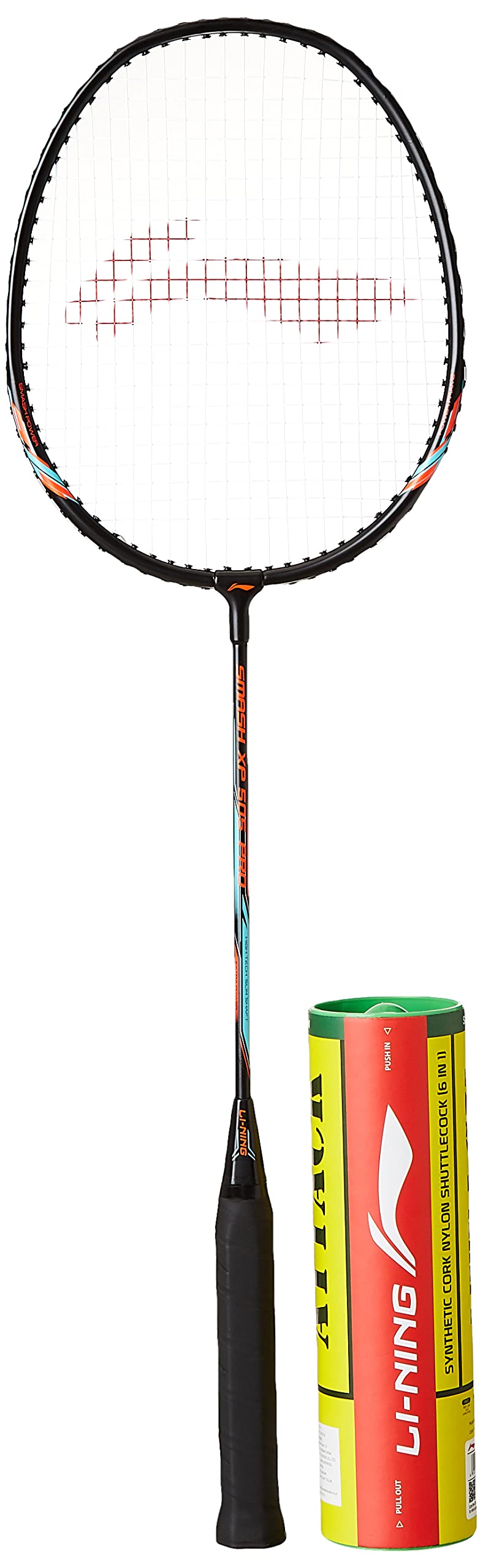 Li-Ning XP-505 PRO - (Strung Badminton Racket) Black/Gold, Set of 2 + 1 Full Cover+Attack Nylon Shuttle - Image 1