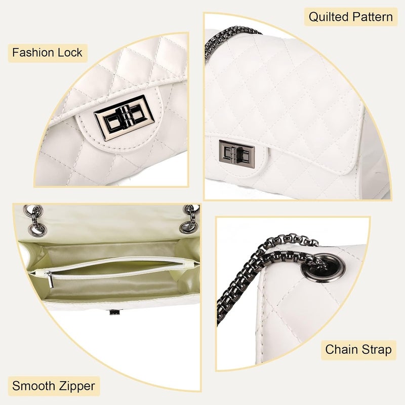 Gladdon Quilted Crossbody Purse for Women Trendy Ladies Shoulder Bag with Chain Designer Purses - Image 3