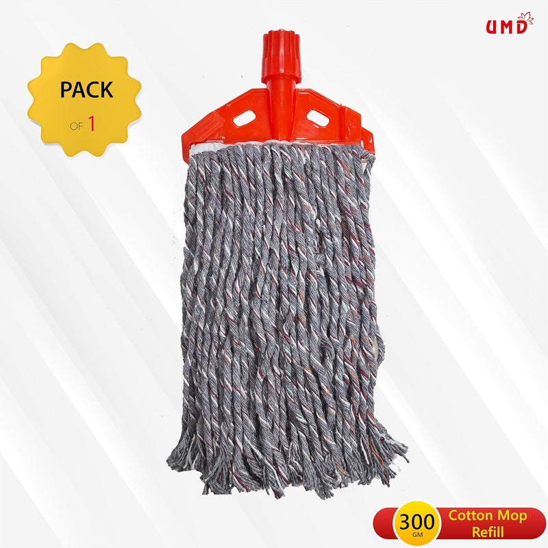UMD Pack of 1 pcs 300gm Melange Cotton Flat 6 inch Floor mop Refill Head Without Stick , pocha , mop Marne wala Floor Cleaning with Thread Length Above 32 cm Width Above 15cm - Image 2