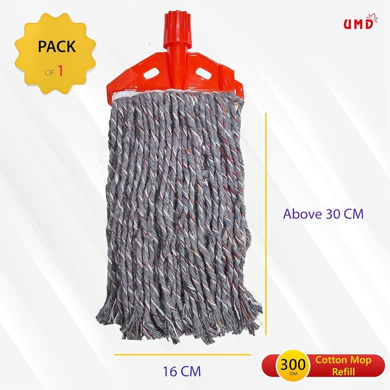 UMD Pack of 1 pcs 300gm Melange Cotton Flat 6 inch Floor mop Refill Head Without Stick , pocha , mop Marne wala Floor Cleaning with Thread Length Above 32 cm Width Above 15cm - Image 3
