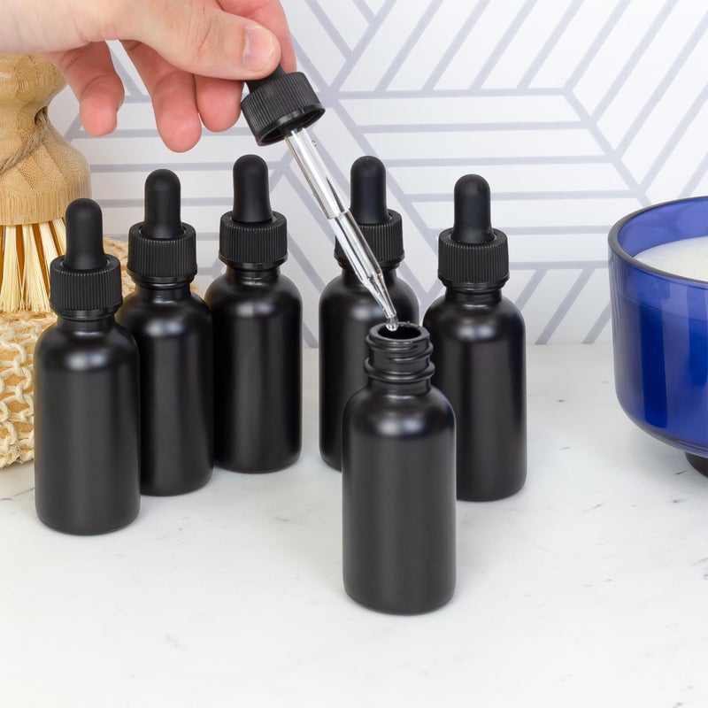 Cornucopia Brands Cornucopia 1oz Black Coated Glass UV Resistant Eye Dropper Bottles (6 pack), UV Safe Bottles for Essential Oils and Aromatherapy - Image 3