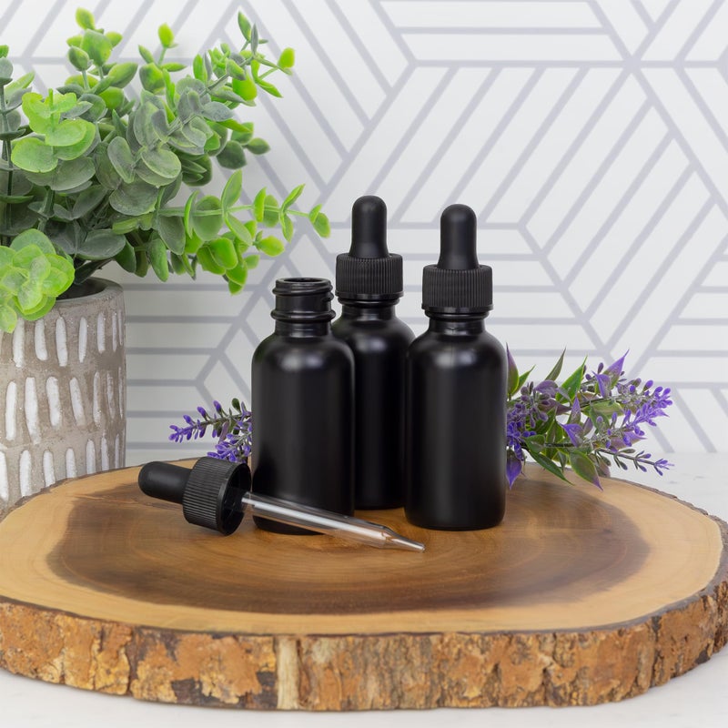 Cornucopia Brands Cornucopia 1oz Black Coated Glass UV Resistant Eye Dropper Bottles (6 pack), UV Safe Bottles for Essential Oils and Aromatherapy - Image 2