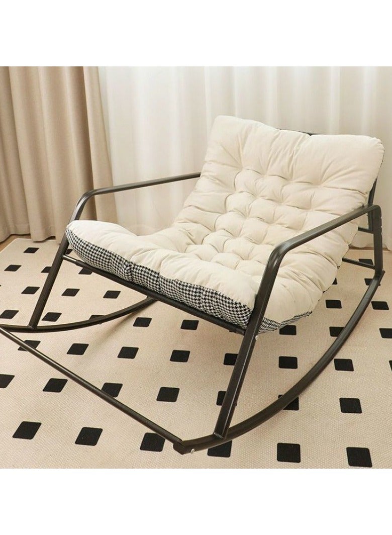 YQbest Upholstered Rocking Chair Oversized, Indoor Rocker Chair with Footrest and Detachable Padded Cushion&Metal Frame,Floor Chair Lazy Sofa Chair Lounge Chair for Balcony,Garden,Backyard,Beige  - Image 2
