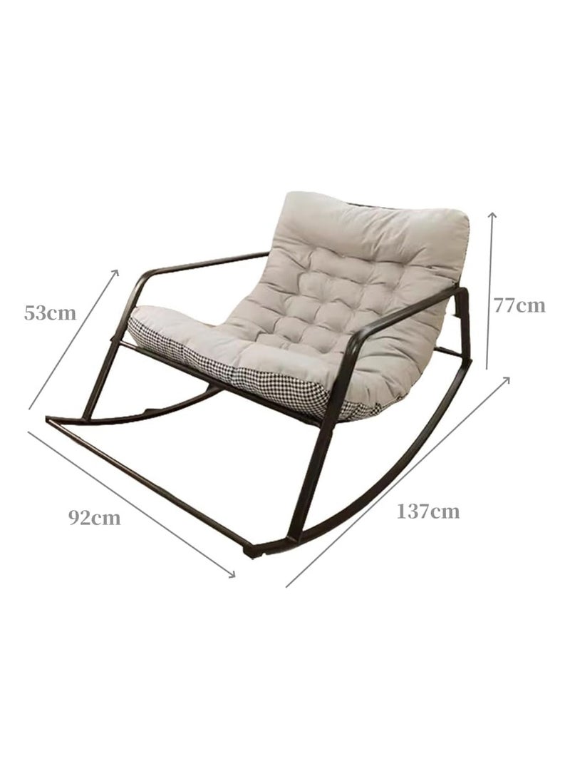 YQbest Upholstered Rocking Chair Oversized, Indoor Rocker Chair with Footrest and Detachable Padded Cushion&Metal Frame,Floor Chair Lazy Sofa Chair Lounge Chair for Balcony,Garden,Backyard,Beige  - Image 3