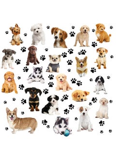 109 Pieces Dogs And Paws Wall Decals Realistic 3D Dog Stickers Dog Prints Decals Paws Vinyl Wall Stickers For Kids Boy Girl Baby Bedroom Living Room Bathroom Home Wall Diy Decor