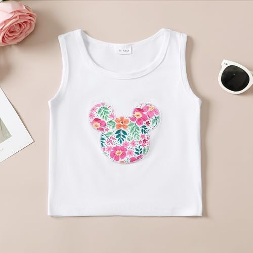 Mikrdoo 2 Years Old Baby Girl Clothes Tank Top Denim Short Set Spring Summer Outfits Baby Girls' Clothing for Toddler 2-3T, Colorful - Image 2