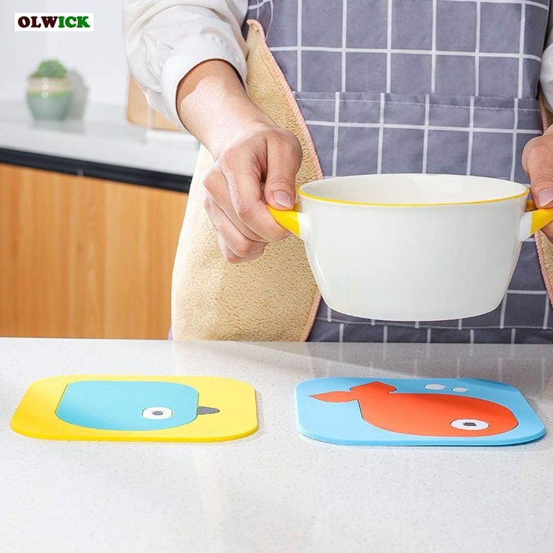 OLWICK® 4 PCS Multifuntion Silicone Trivet Mats Soft Heat Resistant Table Mats Cup Mat Hot Dishes Mats Non-Slip Flexible Random Pattern and Color (Big) - Image 4