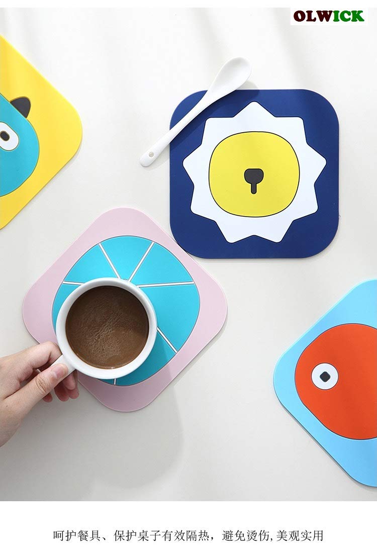 OLWICK® 4 PCS Multifuntion Silicone Trivet Mats Soft Heat Resistant Table Mats Cup Mat Hot Dishes Mats Non-Slip Flexible Random Pattern and Color (Big) - Image 5