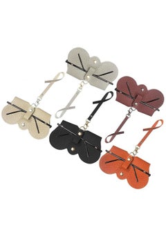 CityRiya-Long Leather Sunglasses Bag 5 Pcs Travel Sun Glasses Holder Sunglass Case Portable Leather Glasses Case Holder Sunglasses Pouch Glasses Organizer Bag Eyeglasses Bag Eyewear Sleeve  - Image 2