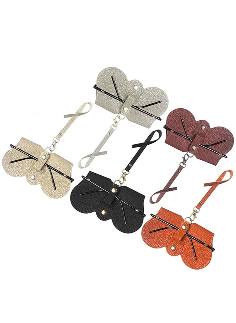 CityRiya-Long Leather Sunglasses Bag 5 Pcs Travel Sun Glasses Holder Sunglass Case Portable Leather Glasses Case Holder Sunglasses Pouch Glasses Organizer Bag Eyeglasses Bag Eyewear Sleeve - Image 2