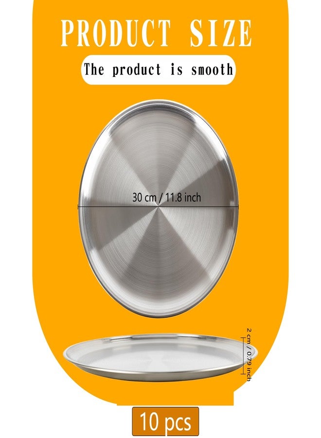 Norcoin 10 Pieces 12 Inch Pizza Pans Bulk Stainless Steel Pizza Pans Round Bakeware Oven Pizza Trays for Home Restaurant Kitchen Baking Roasting Healthy Rust Free Dishwasher Easy Clean - Image 2
