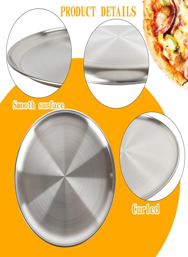 Norcoin 10 Pieces 12 Inch Pizza Pans Bulk Stainless Steel Pizza Pans Round Bakeware Oven Pizza Trays for Home Restaurant Kitchen Baking Roasting Healthy Rust Free Dishwasher Easy Clean - Image 3