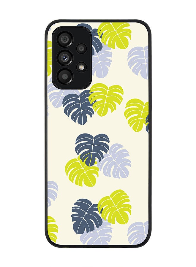 Stylizedd Rugged Black edge case for Samsung Galaxy A73 5G Slim fit Soft Case Flexible Rubber Edges Anti Drop TPU Gel Thin Cover - Island Leaves - Image 1